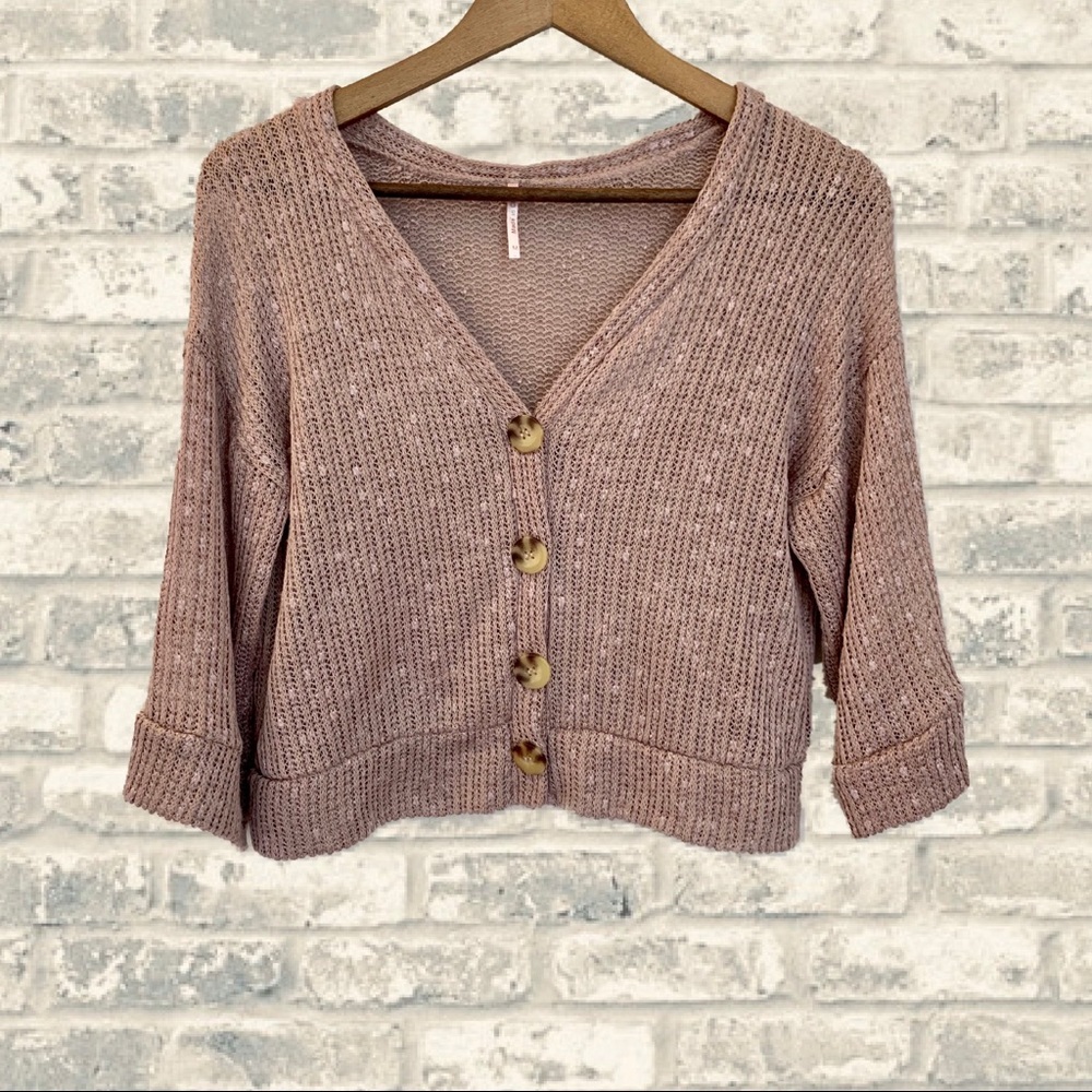 🆕 NWOT Blush Open Knit Crop Cardigan